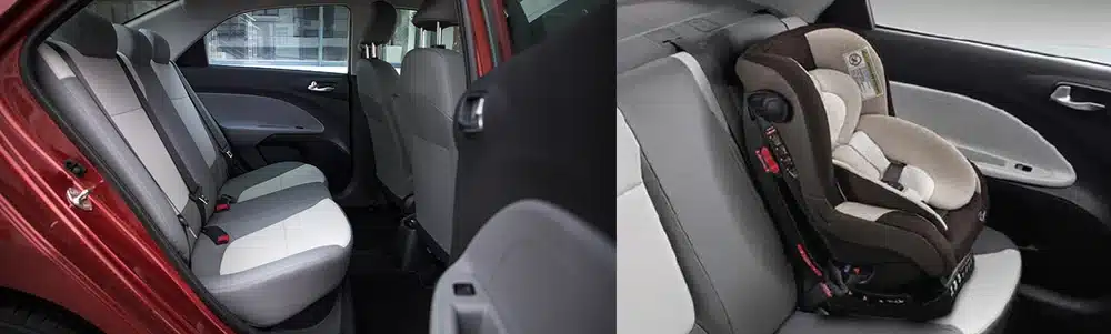 Official Kia Pegas rear seating and child-seat installation illustration