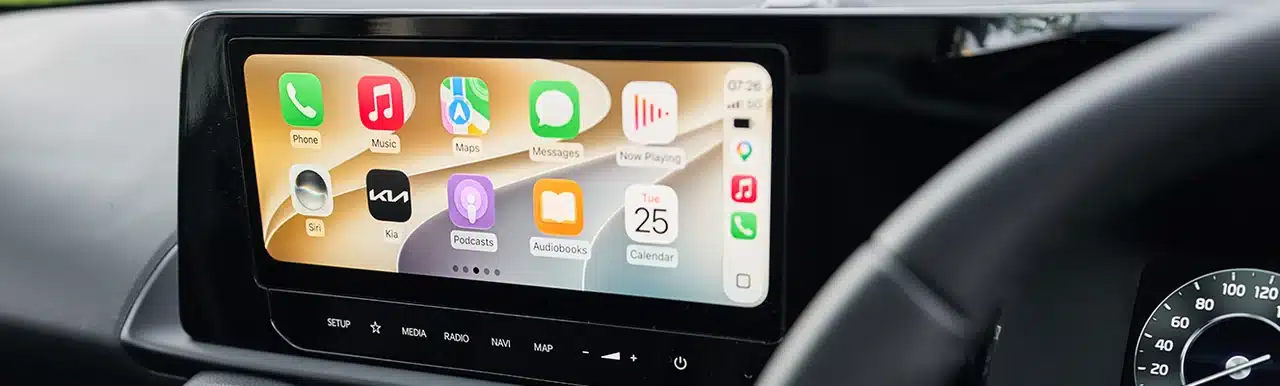 Kia Sonet touchscreen with compatible phone projection