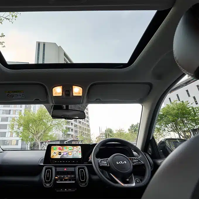View through the Kia Sonet electric sunroof