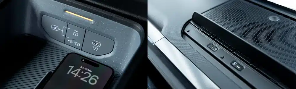Kia Tasman charging trays and USB Type-C connections